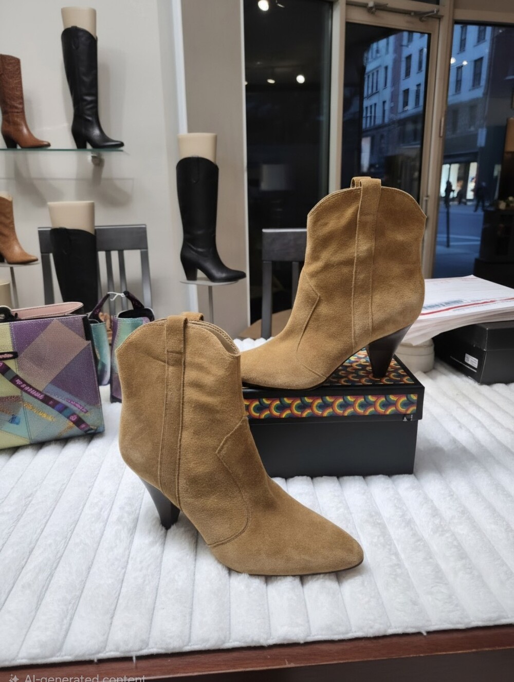 MARC FISHER CARISSA SUEDE WESTERN ANKLE BOOTIES BOOTS WOMEN'S SZ 5.5 M $239
